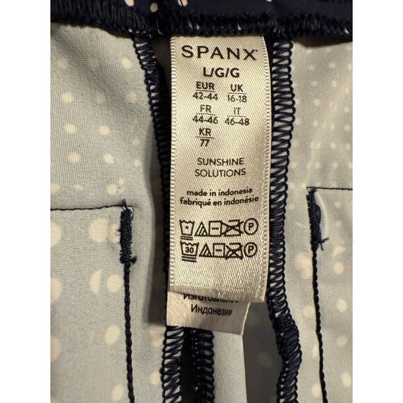 SPANX Women's Large Sunshine Shorts Blue Polka Dot 5.5”Inseam Pull On - Picture 3 of 7